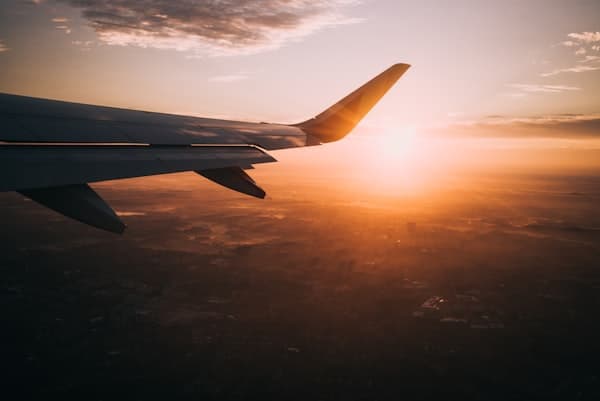 Aerial view of an airport runway