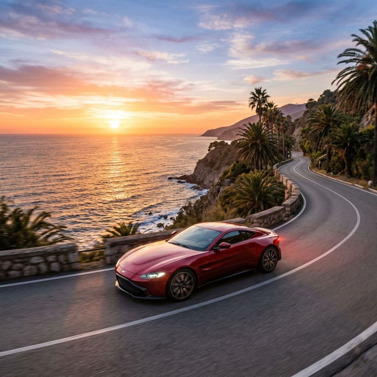 Rental car on a coastal road